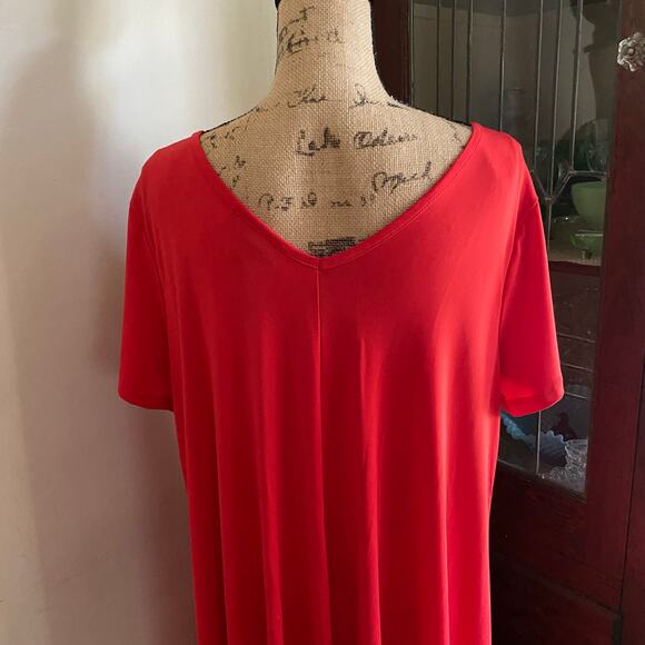 Roaman’s Red Swing Dress Plus Size 14/16 V-Neck Short Sleeve A-Line Midi - Picture 10 of 17